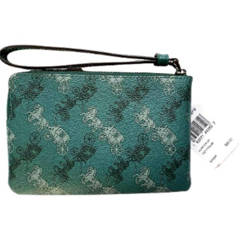 COACH Leather Viridian Green Sage Horse & Carriage Wristlet Limited Edition NWT - Picture 4 of 10